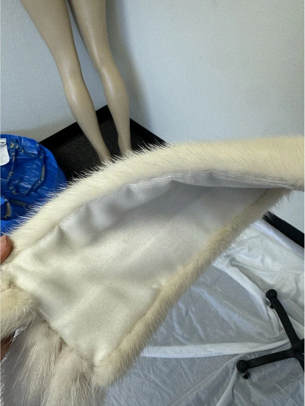 Genuine Mink Long Scarf White